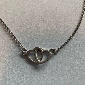 Sterling Silver Plated Interlocking Heart Necklace Perfect for Valentines Day
